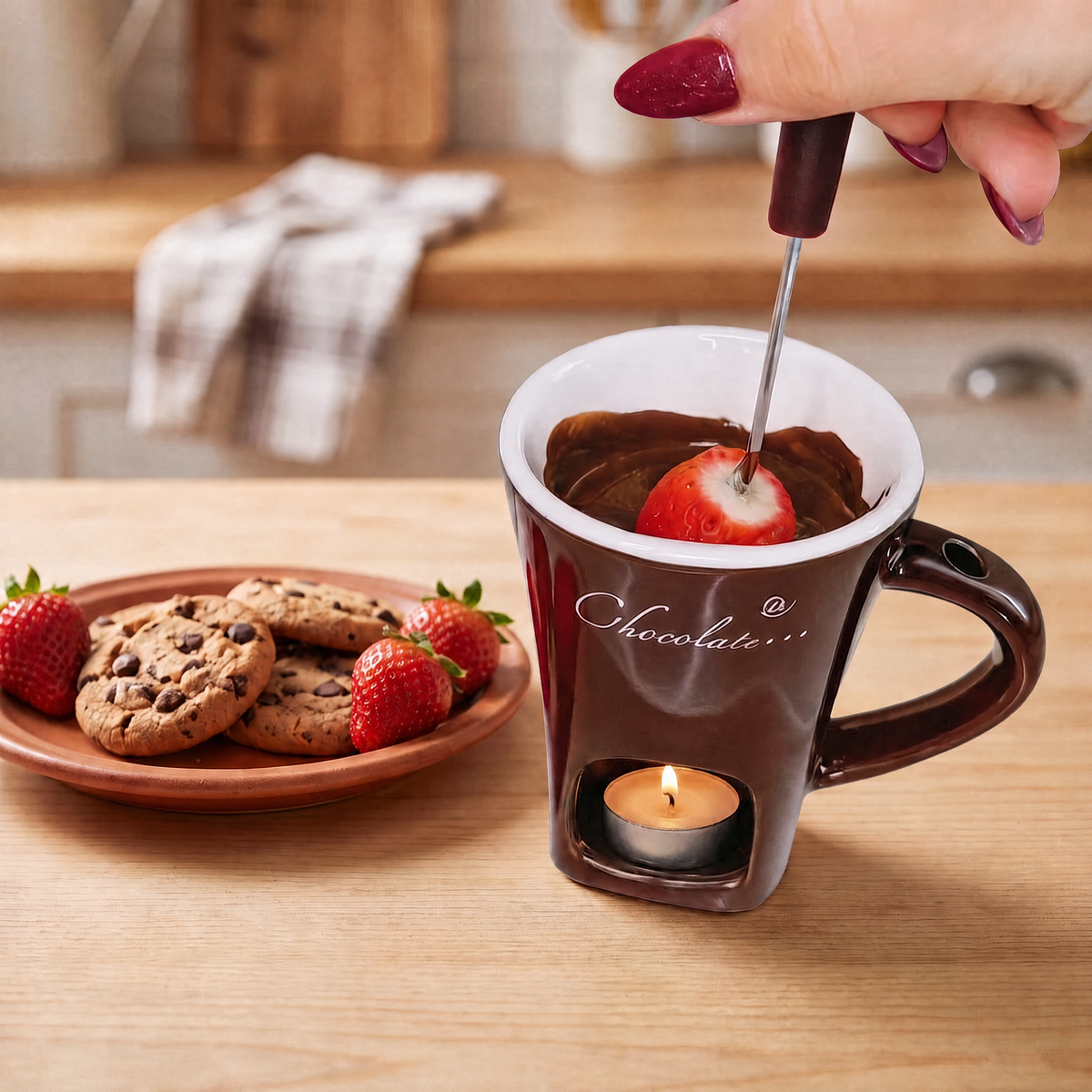 Taza Chocolate Fundido — Base con Vela